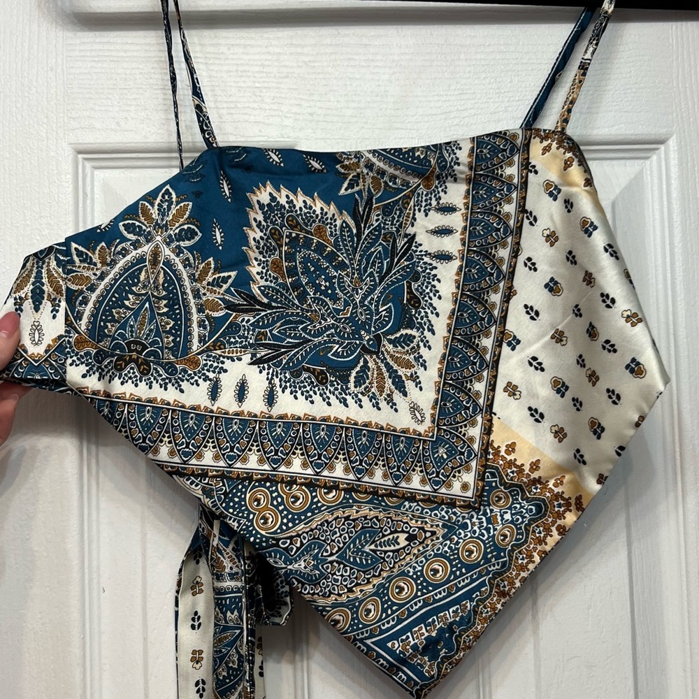 Blue and Cream Bandanna Top